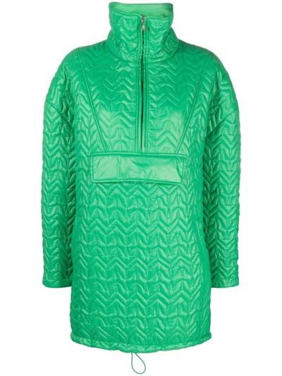 Patrizia Pepe Monogram-jacquard Quilted Jacket In Green