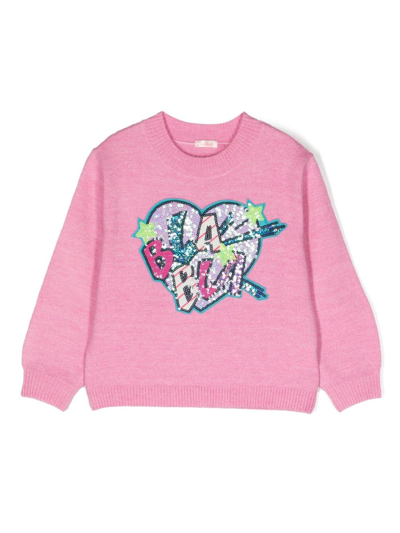 Billieblush Kids' Sequin-embellished Crew-neck Jumper In Pink