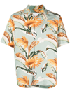Maison Margiela Floral-print Short-sleeve Shirt In Green