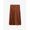 Joseph Isaak Slim-fit Silk Midi Skirt In Mahogany
