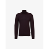 Hugo Boss Boss Mens Dark Red Funnel-neck Regular-fit Wool-knit Jumper In Black