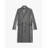 SACAI SACAI MEN'S GREY RELAXED-FIT DRAWSTRING-WAIST WOOL COAT,68458479