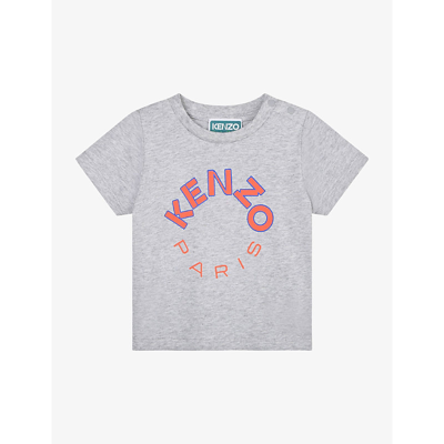 Kenzo Babies' Logo-print Short-sleeve T-shirt In Grey Marl