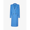 STELLA MCCARTNEY STELLA MCCARTNEY WOMENS CORNFLOWER DOUBLE-BREASTED NOTCH-LAPEL WOOL COAT,69298203