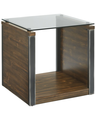 Progressive Furniture Midtown Glass Top End Table In Brown