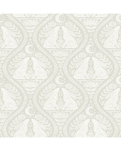 NUWALLPAPER NUWALLPAPER CREAM MOON RABBIT PEEL & STICK WALLPAPER
