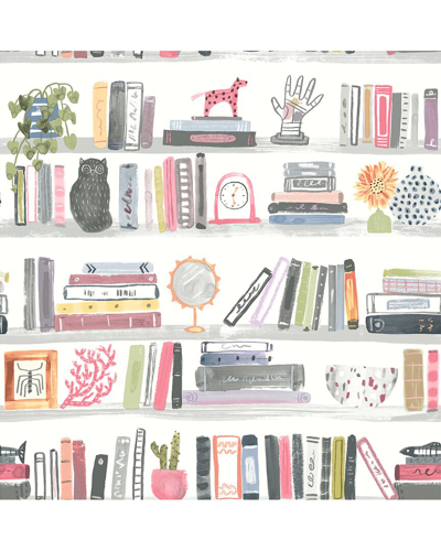 Nuwallpaper Pink Shelf Stories Peel & Stick Wallpaper