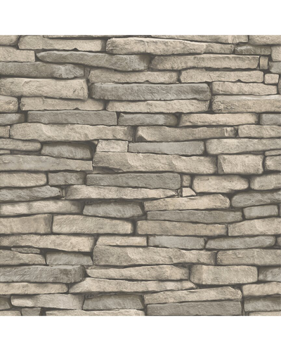 Inhome Hickory Creek Stone Peel & Stick Wallpaper In Brown