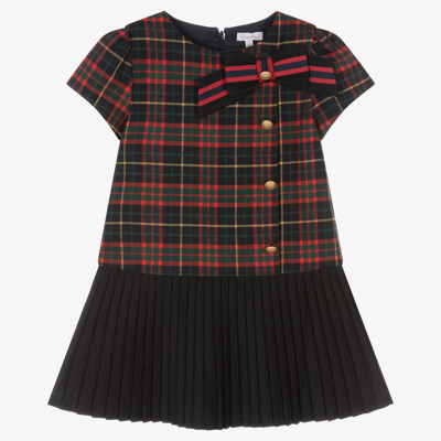 Patachou Kids' Girls Blue & Red Tartan Pleated Dress