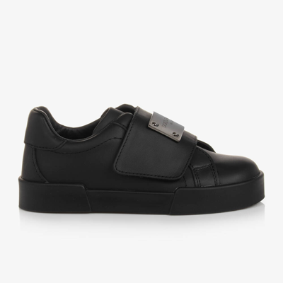 Dolce & Gabbana Kids' Boys Black Portofino Leather Trainers