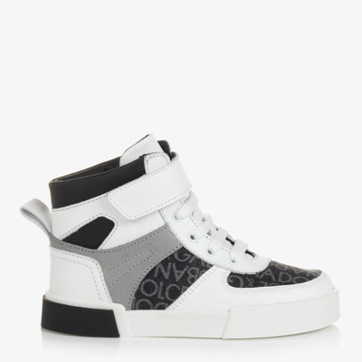 Dolce & Gabbana Kids' Boys White High-top Leather Trainers