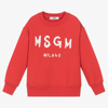 Msgm Logo Print Crew Neck Sweatshirt In Red