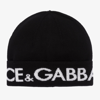 DOLCE & GABBANA BOYS BLACK KNITTED WOOL BEANIE