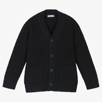 Mayoral Kids' Boys Navy Blue Knitted Cardigan