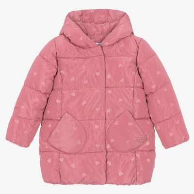 Mayoral Kids' Girls Pink Heart Puffer Coat