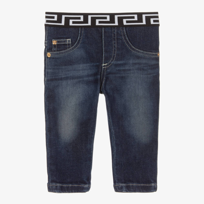 Versace Babies' Boys Blue Denim Greca Jeans