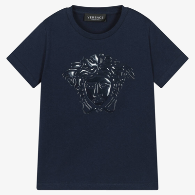 Versace Kids' Boys Navy Blue Medusa T-shirt