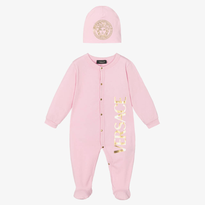 Versace Girls Pink & Gold Babysuit Gift Set