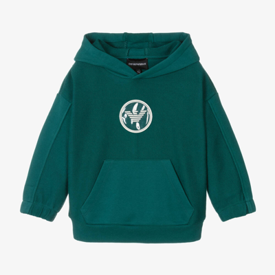 Emporio Armani Kids' Boys Green Cotton Eagle Hoodie