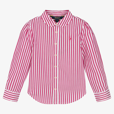 Ralph Lauren Kids' Girls Pink Striped Cotton Blouse