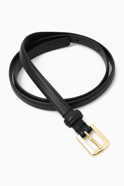 Cos Skinny Leather Belt In Black