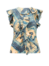Ulla Johnson Vida Washed Silk Poplin Ruffle Top In Multicolor