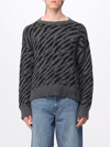 Rhude Zebra Crew Neck Sweater With Ribbed Cuffs In Black