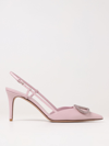 Valentino Vlogo Signature Slingback In Leather With Rhinestones In Pink