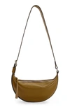 Allsaints Half Moon Leather Crossbody Bag In Bronze Green