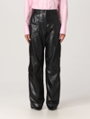 Msgm Black Cargo Pockets Faux-leather Trousers In Black