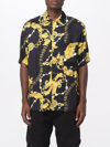 Versace Jeans Couture Man Shirt Black Size 44 Viscose In Black