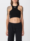 Off-white Women Black Logo Cropped Top In Black