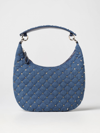 Valentino Rockstud Small Quilted Denim Hobo Bag In Blue