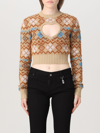 Dsquared2 Heart Cutout Wool Knit Crop Sweater In Black