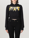 Versace Jeans Couture Embroidered Cropped Sweatshirt In Black