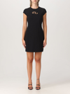 Diesel Abito Corto Con Dettaglio Oval D Cut Out In Cotone Stretch Nero Donna In Black