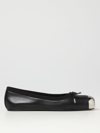 Alexander Mcqueen Black Ballet Flats With Metallic Toe In Smooth Leather Woman In Black