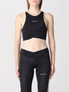 Palm Angels Black Training Crop Sport Top In Black