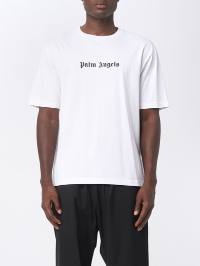 PALM ANGELS COTTON T-SHIRT WITH PRINTED LOGO,E59585001