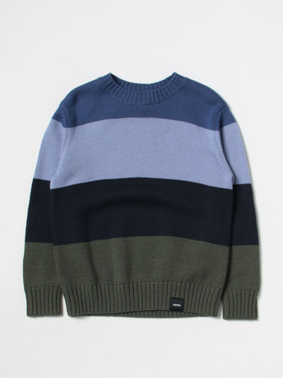 Aspesi Kids' Striped Wool Jumper In Blue