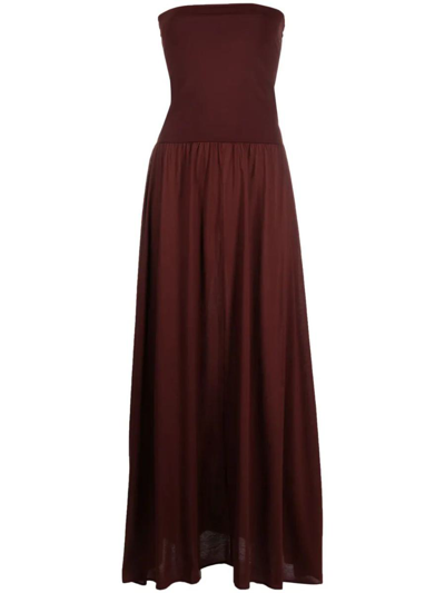 Eres Ankara Convertible Cotton And Stretch-jersey Maxi Dress In Brown