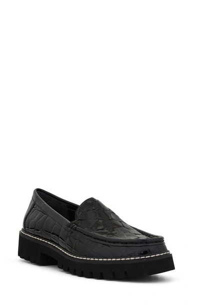 Donald Pliner Hope Loafer In Black Croco Patent Leather