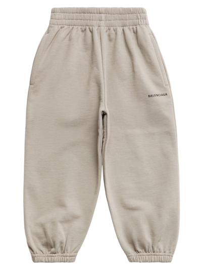 Balenciaga Kids' Logo-print Cotton Track Pants In Beige Black