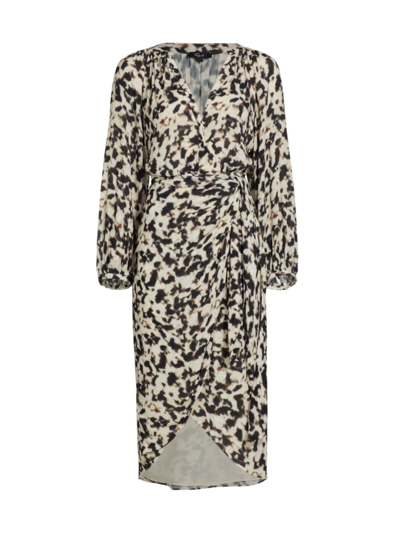 Rails Tyra Long Sleeve Faux Wrap Dress In Blurred Cheetah