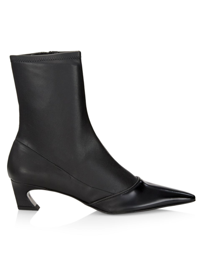 Acne Studios Patent-trimmed Faux Leather Ankle Boots In Black