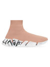 Balenciaga Men's Speed 2.0 Graffiti Recycled Knit Sneakers In Dark Beige