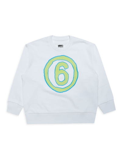 Mm6 Maison Margiela Little Kid's & Kid's 6 Crewneck Sweatshirt In White