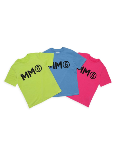 Mm6 Maison Margiela Set Of 3 Jersey T-shirts With Logo In Multicolor