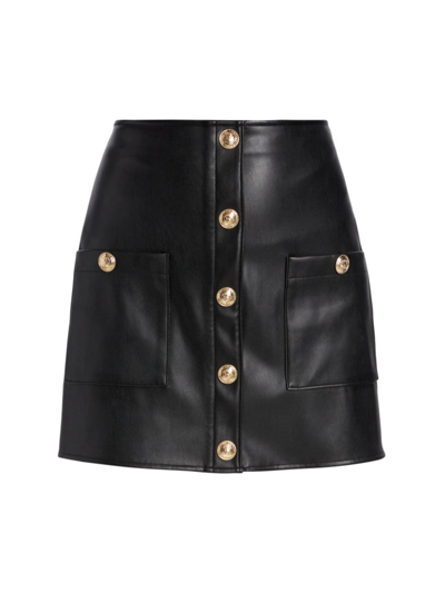 L'agence Truman Vegan Leather Mini Skirt In Black