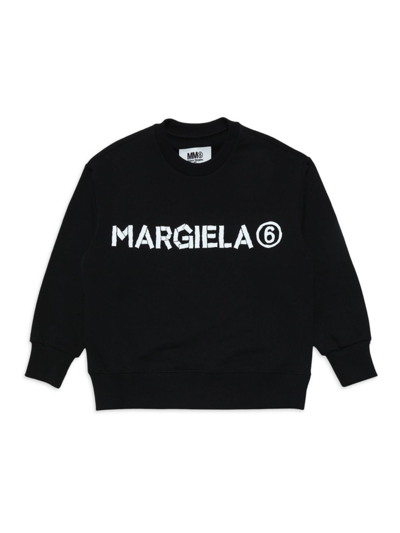 Mm6 Maison Margiela Little Kid's & Kid's Logo Crewneck Sweatshirt In Black